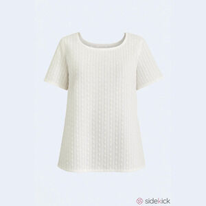 SHEIN White Textured Blouse Medium square neckline short sleeves 100% cotton